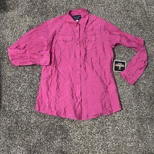 Wrangler Pink Paisley Breast Cancer Awareness Women's Western Pearl Snap Shirt L